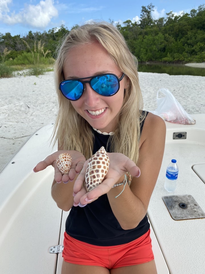 A freshly found Junonia held up to the camera